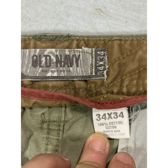 Vintage Y2K Old Navy Khaki Cargo Pants Paratrooper 34x32 Cotton Utility Outdoor - Picture 8 of 16